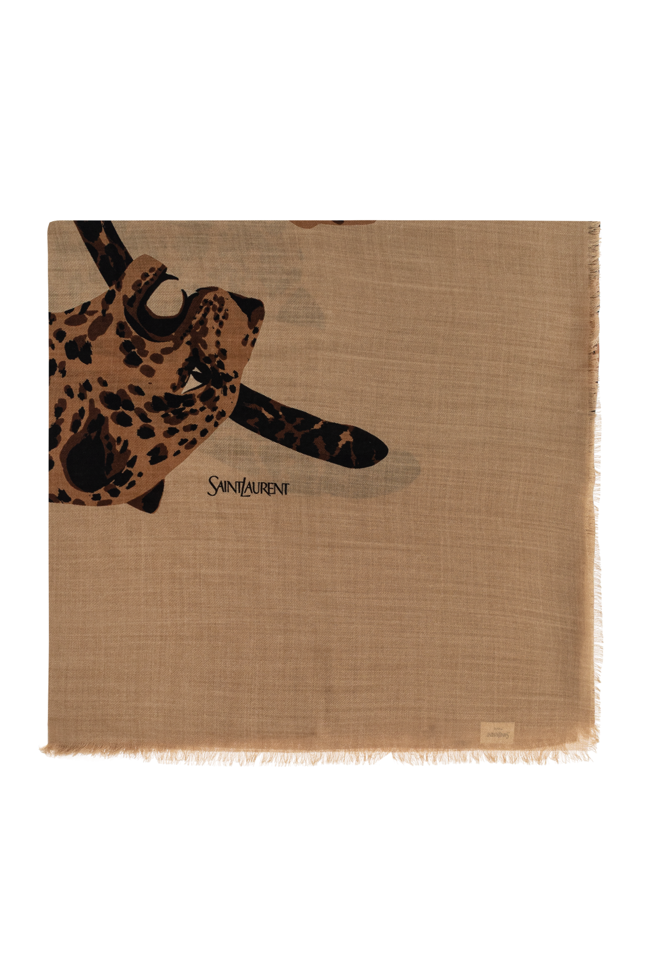 SAINT LAURENT アニマル柄ストール Saint Laurent Wool scarf with animal motif | Women's
